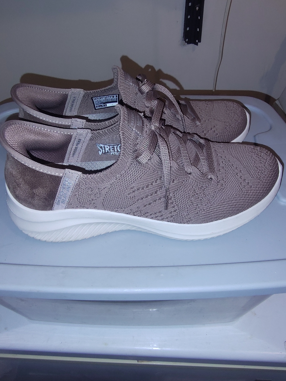Martha Stewart Skechers Women's Taupe Knit Casual Slip-On Sneakers